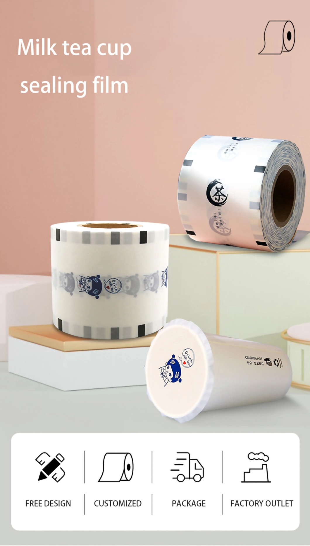Packaging Film Roll Laminated Material Stock Flexible LDPE Plastic with Printing Food, Packaging Film Food Grade Casting Soft OEM