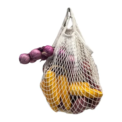 Saco de rede com cordão Leno para frutas e legumes embalagem forte
